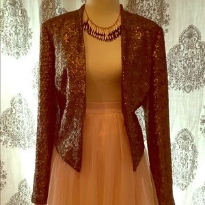 Jessica Simpson Gold Sequin Leonie Jacket/Blazer